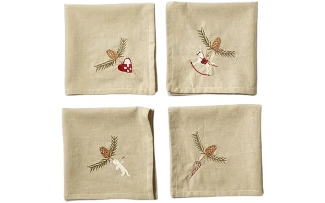 Mundserviet Jul S 4 40x40cm Hør Bom