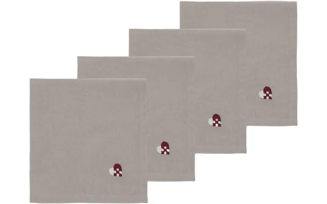 Stofservietter Christmas Hearts Embroidery 4 Stk. Dark Red