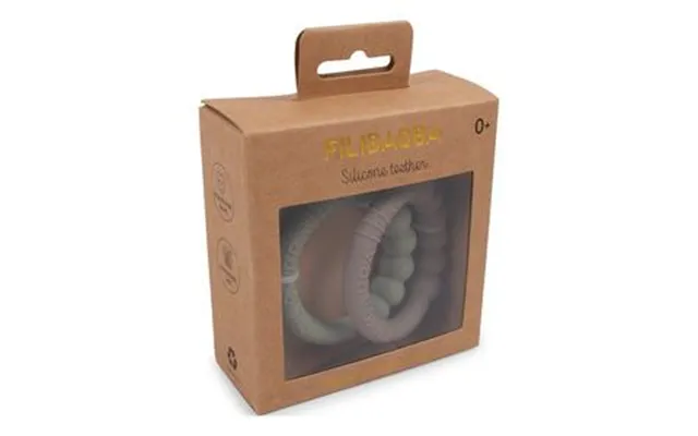 Filibabba Teething Ring In Silicone 2-pak - Realy Gray Oil Green product image