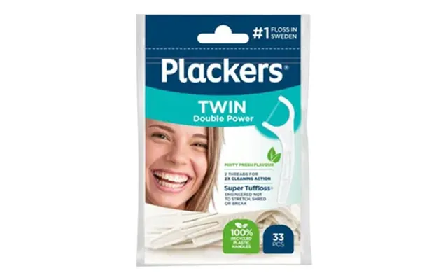 Plackers Twin Double Effect Flossers - 33 Stk.
