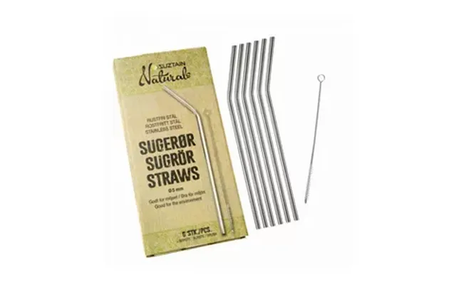 Suztain Naturals Sugerør Stål 5 Mm - 6 Stk.