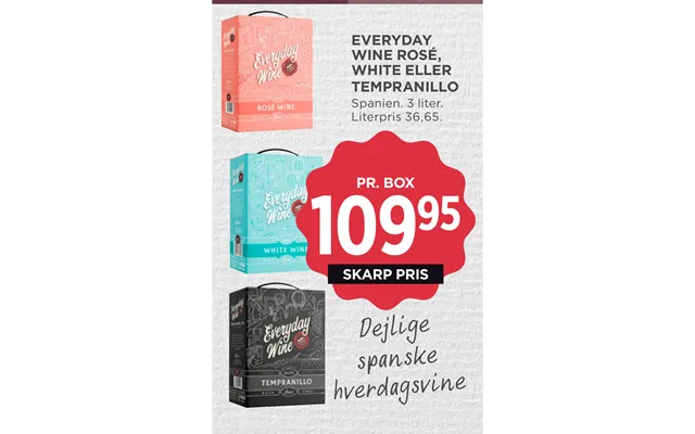 Everyday wine rose, white or tempranillo product image