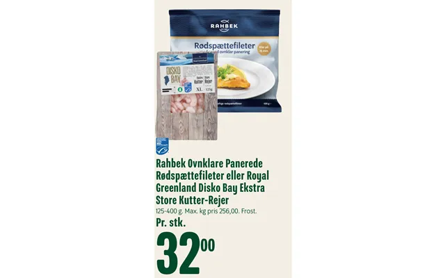 Rahbek Ovnklare Panerede Rødspættefileter Eller Royal Greenland Disko Bay Ekstra Store Kutter-rejer product image