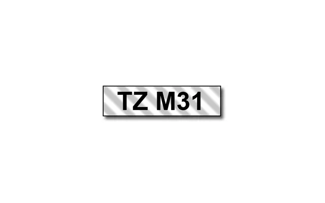 Outlet Brother Tzem31 Sort Tekst På Mat Gennemsigtig Tape 12mm X 8m Kompatibel Tzm31