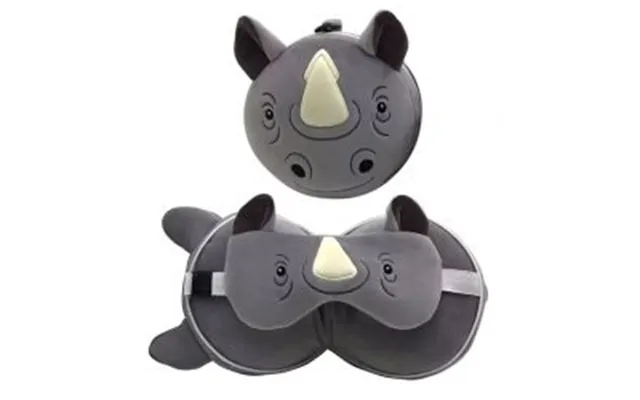 Relaxeazzz Rhino Plush Travel Pillow & Eye Mask - Nakkepude