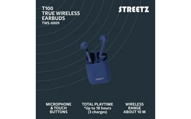 Streetz T100 True Wireless Stereo Semiinear, Matte Dark Blue - Høretelefon