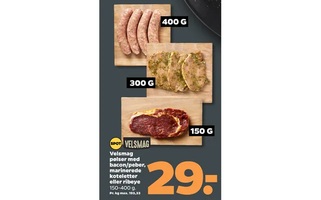 Velsmag Pølser Med Marinerede Koteletter Eller Ribeye product image
