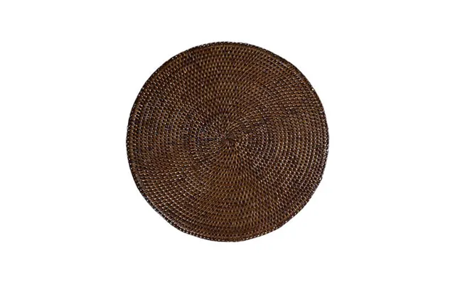 Cognac Dækkeserviet Rund Rattan