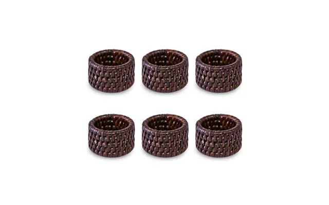 Cognac Servietringe Rattan 6-pak
