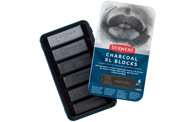 Derwent Charcoal Xl Blocks Tin Sæt 6 Stk