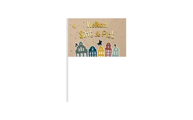 Folat Bv Waving Flag 'welcome Sint & Piet' 30x20cm