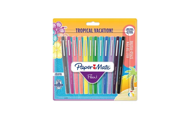 Paper Mate Flair Filtpenne Medium Spids 0,7 Mm Assorterede Tropiske Feriefarver 12 Stk