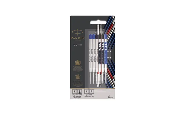 Parker Jotter London Kuglepen Og Gel Pen Refill Discovery Pakke 3 Quinkflow Refiller Til Kuglepenne & 3 Quink Gel Refill