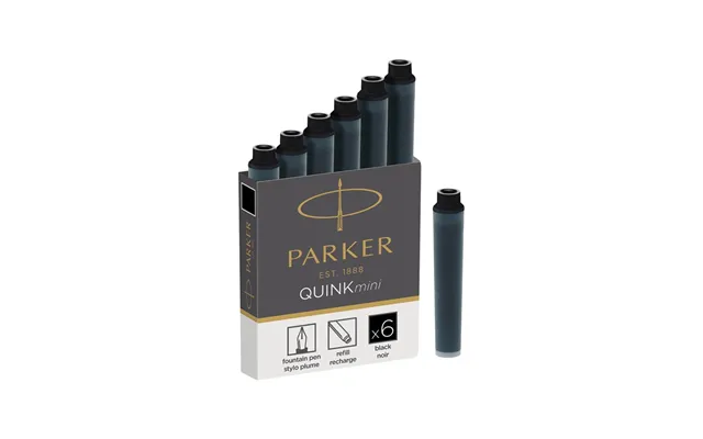 Parker Mini Fyldepen Blæk Refill Patroner Sort Quink Blæk 6 Stk