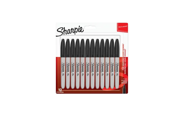 Sharpie Permanent Markers Fin Spids Sort 12 Styk