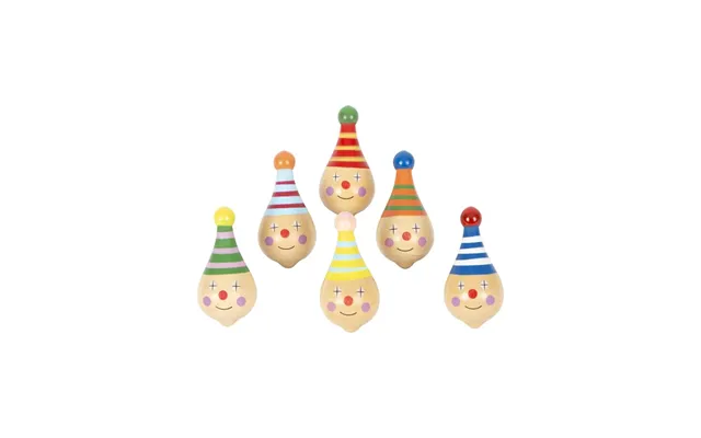 Small Foot - Wooden Spinning Top Clown 6pcs.