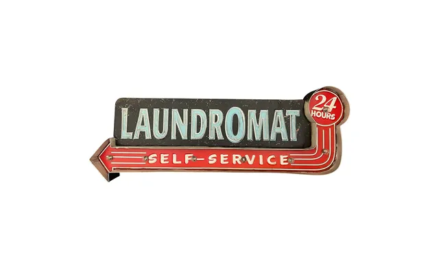 Retro Skilt Laundromat Med Lys