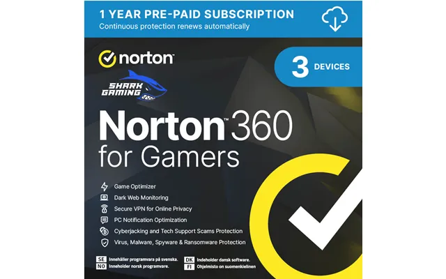 Norton 360 For Gamers 3 Enheder 1 År