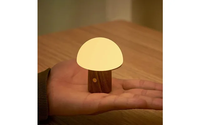 Genopladelig Svampelampe - Mini Valnød