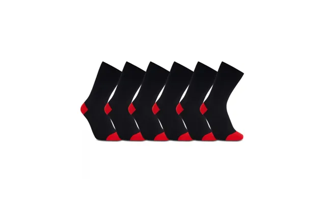 Iz Sock 6pak Bambusstrømper I Rød Hæl Og Tå Til Unisex