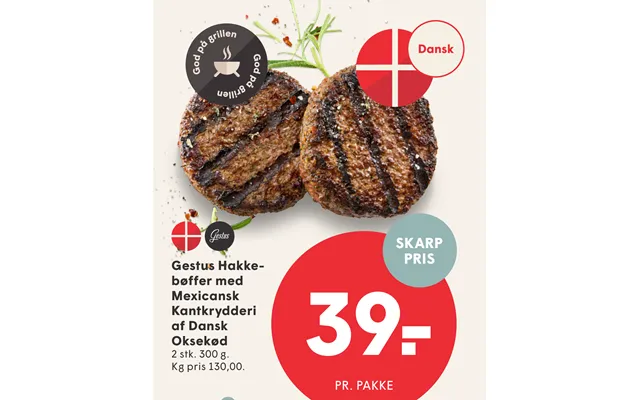 Gesture beefburgers with mexican of danish beef product image