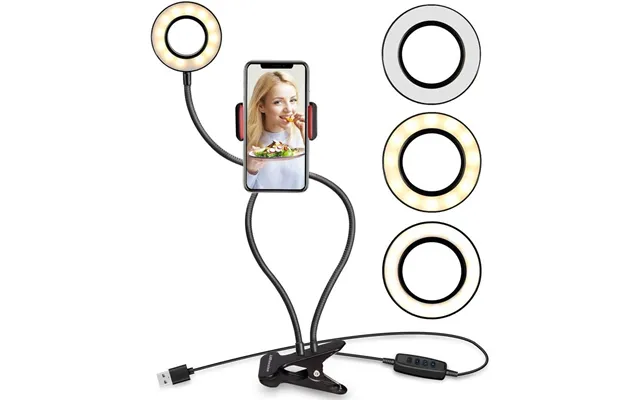 Uniq Selfie Ringlight Med Led Lys Og Fleksible Arme