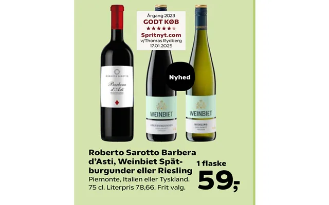 Roberto Sarotto Barbera D’asti, Weinbiet Spätburgunder Eller Riesling product image