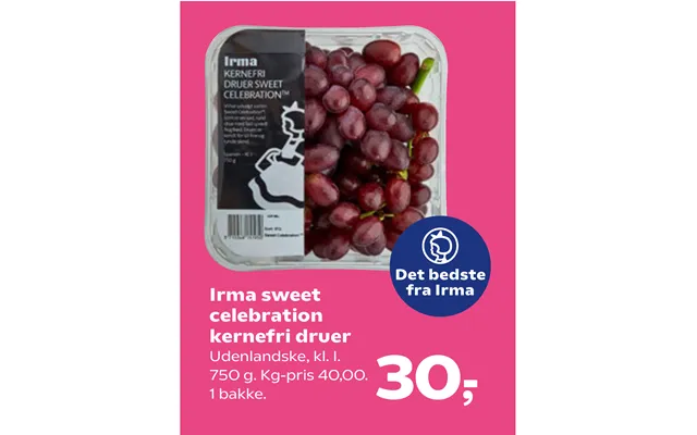 Irma sweet celebration seedless grapes product image