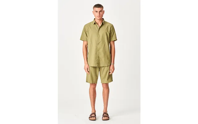 Hørset Sæt Kortærmet Skjorte Hør Shorts Grøn Pakketilbud - Default Title product image