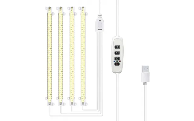 Led Plantevækstlys - Fuldspektret Led-lys Med Timerfunktion Til Indendørs Dyrkning, 4 Stk