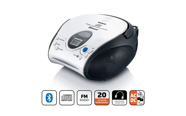 Lenco Bærbar Cd-afspiller Med Fm-radio Og Bluetooth Hvid Sort