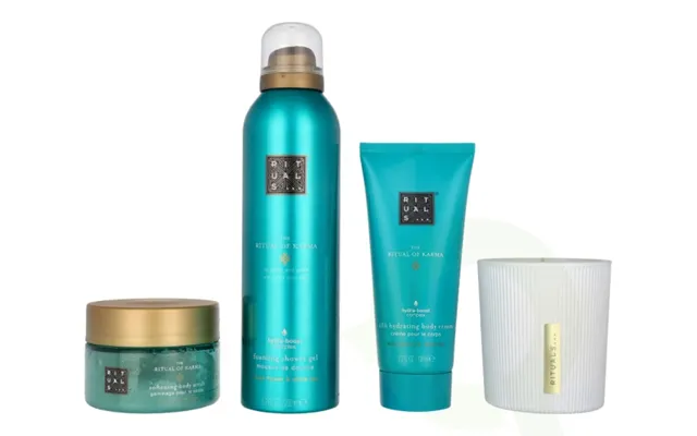 Rituals Karma Set 565 Ml 48h Hydrating Body Cream 100ml Scented Candle 140ml Softening Body Scrub 125ml Foaming Shower G