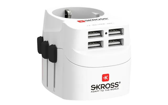 Skross Pro Light Usb 4xa - 3-pole Travel Adapter With 4x Usb-a Ports