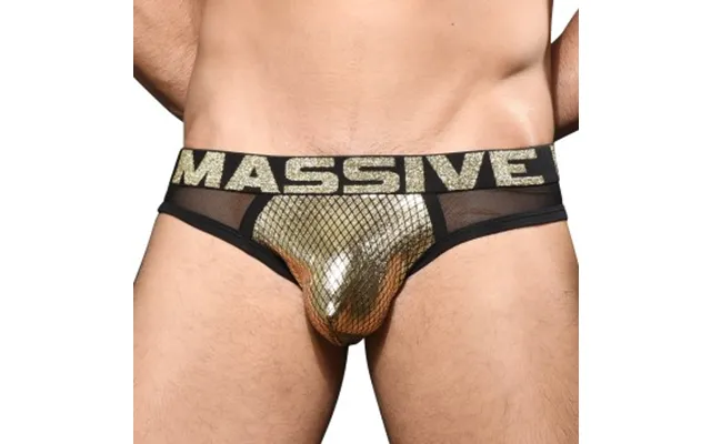 Andrew Christian Massive Golden Mesh Jock Sort Guld Polyester Medium Herre