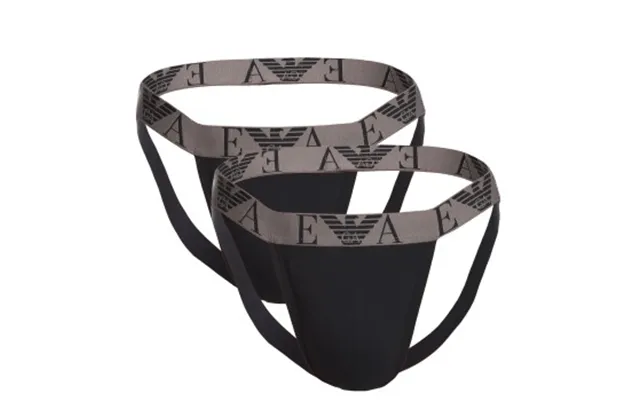 Armani Cotton Knit Jockstrap 6p Sort Bomuld X-large Herre