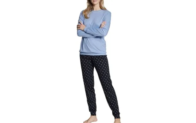 Calida Night Lovers Pyjama With Cuff Blå Bomuld Small Dame