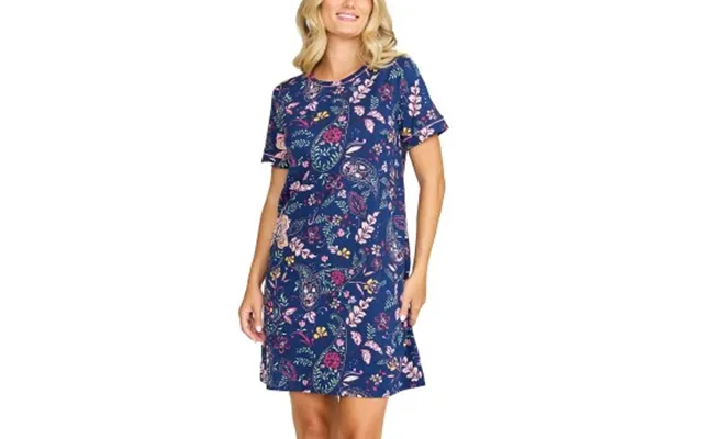 Damella Cotton Short Sleeve Nightdress Blå Mønster Bomuld Medium Dame