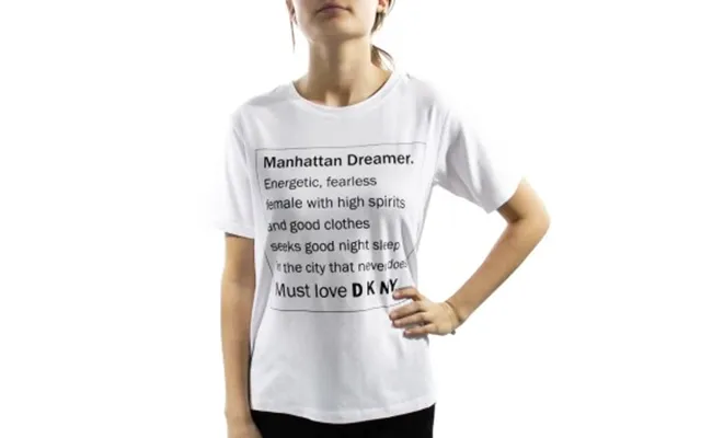 Dkny Spell It Out Short Sleeve Tee Hvid Medium Dame