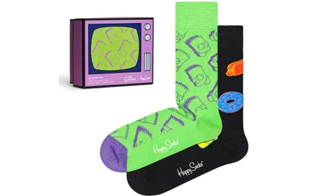 Happy Socks Strømper 2p The Simpsons Gift Set Sort Grøn Bomuld Str 36 40