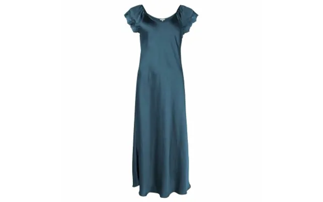 Lady Avenue Pure Silk Shortsleeve Long Nightdress Petrol Silke Medium Dame