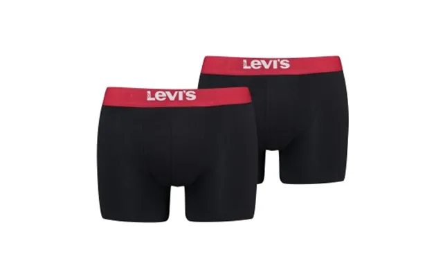 Levis 2p Men Solid Basic Boxer Brief Sort Rød Bomuld Large Herre