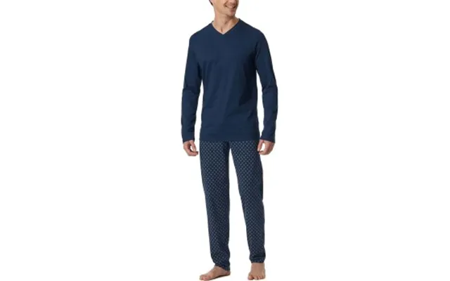 Schiesser Casual Essentials Long Sleeve Pyjamas Marineblå Bomuld X-large Herre