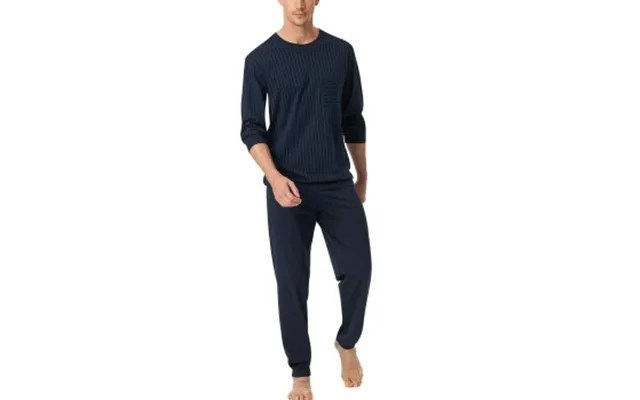 Schiesser Comfort Essentials Long Plus Pyjamas Mørkblå Bomuld 6xl Herre