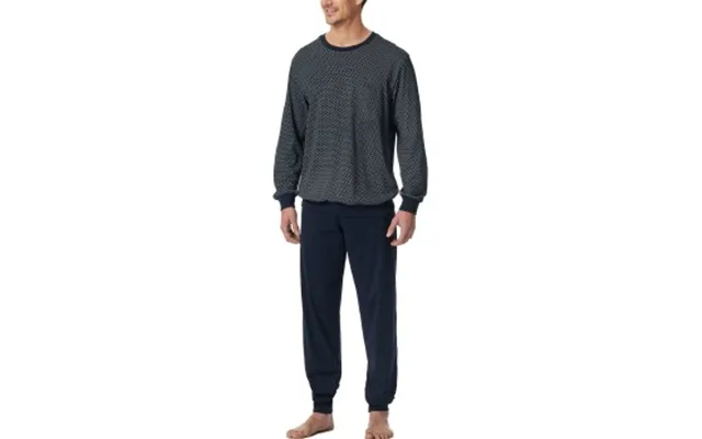 Schiesser Comfort Essentials Long Pyjamas Hvid Marine Bomuld X-large Herre