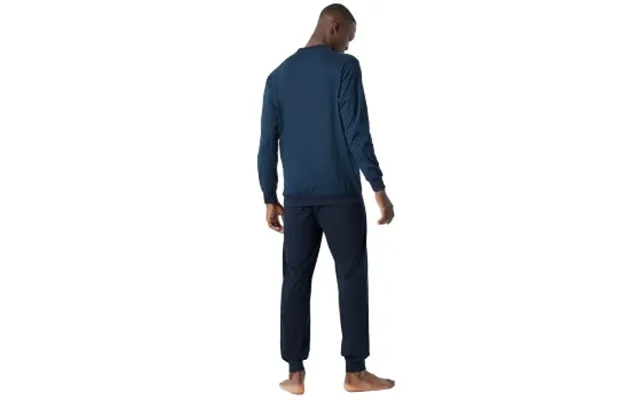 Schiesser Essential Nightwear Pyjamas Crew Neck Blå Blå Bomuld Xx-large Herre