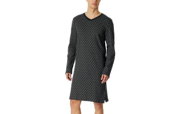 Schiesser Fine Interlock Men Longsleeve Nightdress Mørkblå Bomuld 50 Herre