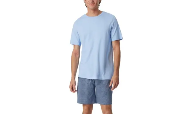 Schiesser Fine Interlock Short Pyjamas Lyseblå Bomuld 54 Herre