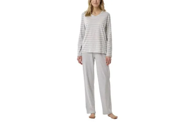 Schiesser Women Straight Leg Long Pyjama Hvid Grå Bomuld 46 Dame