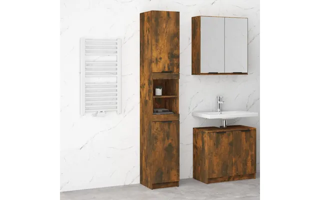Vidaxl Badeværelsesskab 32x34x188,5 Cm Konstrueret Træ Røget Egetræ product image