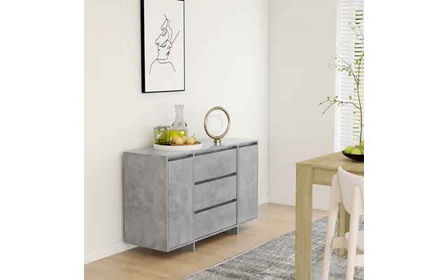 Vidaxl Kommode Med 3 Skuffer 120x41x75 Cm Konstrueret Træ Betongrå